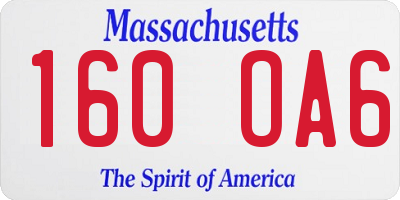 MA license plate 160OA6