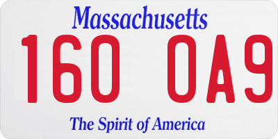 MA license plate 160OA9