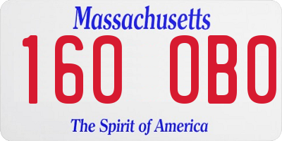 MA license plate 160OB0