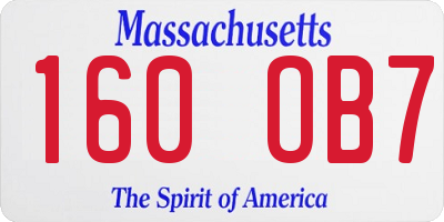 MA license plate 160OB7