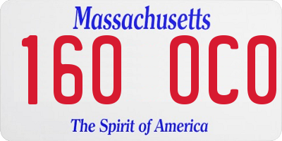 MA license plate 160OC0