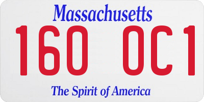 MA license plate 160OC1