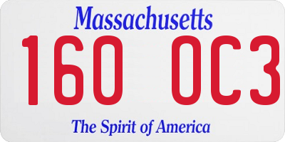 MA license plate 160OC3