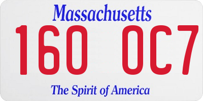 MA license plate 160OC7