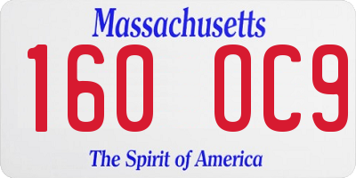 MA license plate 160OC9
