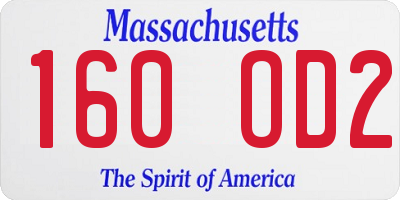 MA license plate 160OD2