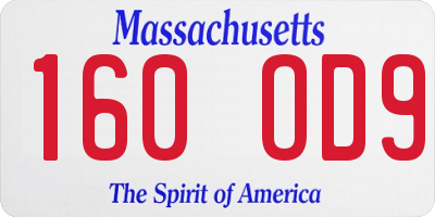 MA license plate 160OD9