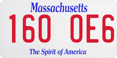 MA license plate 160OE6