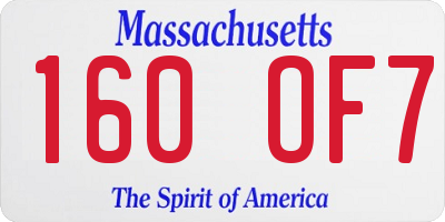 MA license plate 160OF7