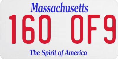 MA license plate 160OF9