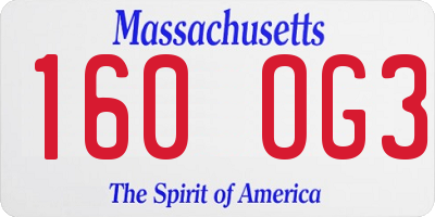 MA license plate 160OG3