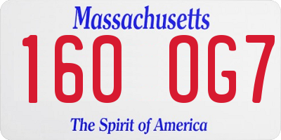 MA license plate 160OG7