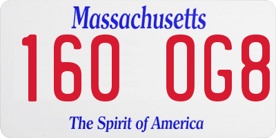 MA license plate 160OG8