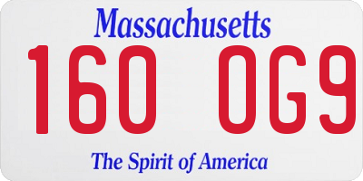 MA license plate 160OG9