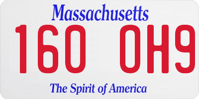 MA license plate 160OH9