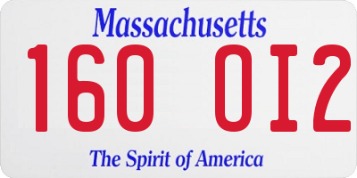 MA license plate 160OI2
