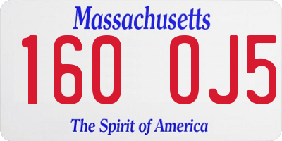 MA license plate 160OJ5