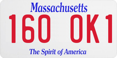 MA license plate 160OK1