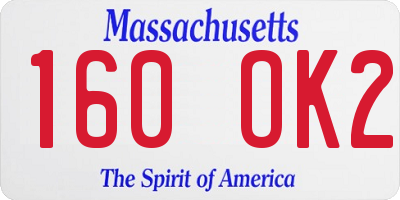 MA license plate 160OK2