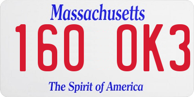 MA license plate 160OK3