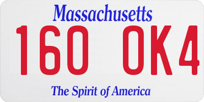 MA license plate 160OK4