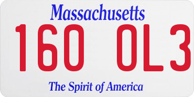 MA license plate 160OL3