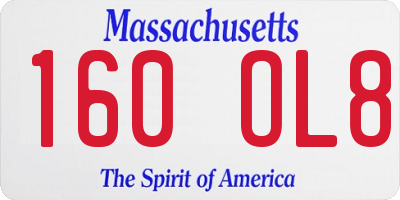 MA license plate 160OL8