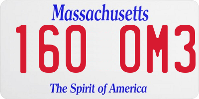 MA license plate 160OM3