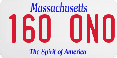 MA license plate 160ON0
