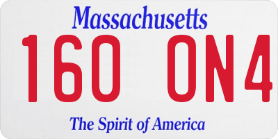 MA license plate 160ON4