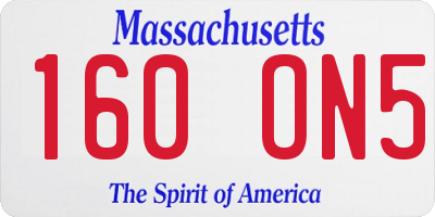 MA license plate 160ON5