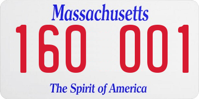MA license plate 160OO1