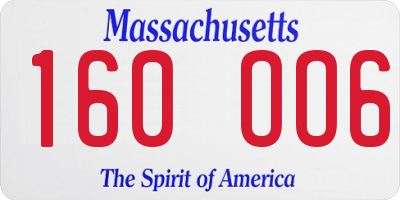 MA license plate 160OO6