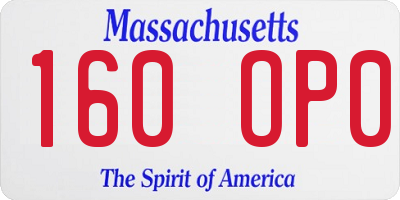 MA license plate 160OP0
