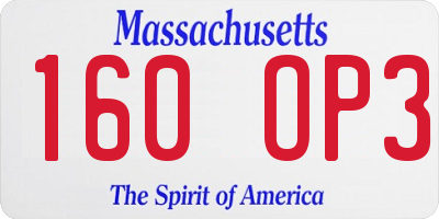 MA license plate 160OP3