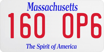 MA license plate 160OP6
