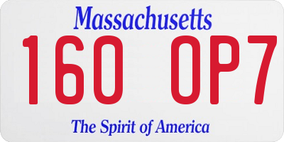 MA license plate 160OP7