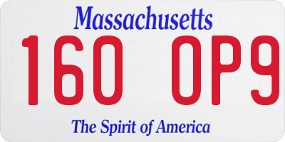 MA license plate 160OP9