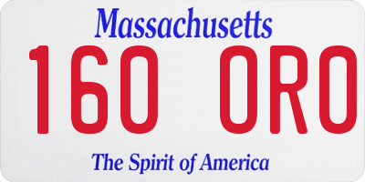 MA license plate 160OR0