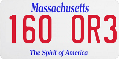 MA license plate 160OR3