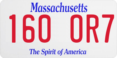 MA license plate 160OR7