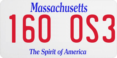 MA license plate 160OS3
