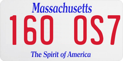 MA license plate 160OS7