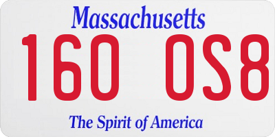MA license plate 160OS8