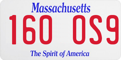 MA license plate 160OS9