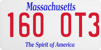MA license plate 160OT3