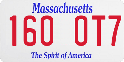 MA license plate 160OT7