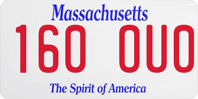 MA license plate 160OU0