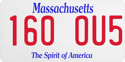 MA license plate 160OU5