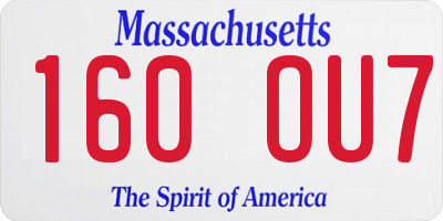 MA license plate 160OU7